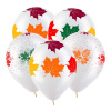 V 12 Осенние листья Разноцветные, ПРОЗРАЧНЫЙ Кристал 5ст./, Латексный шар (Россия)