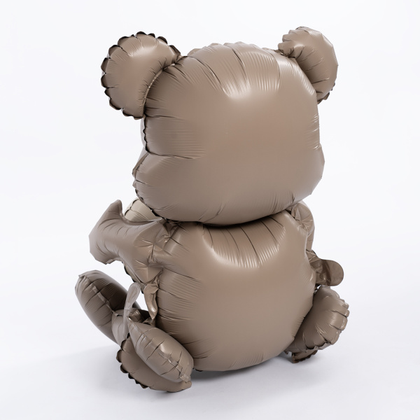 Шар (26"/66 см) Фигура 3D, Сидячий мишка с сердцем, Сатин, 1шт
