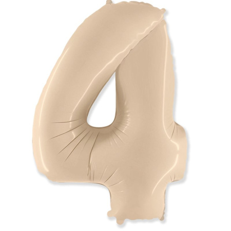 И 40 Цифра 4 Кремовый /Four/1 шт/,Фольгированный шар (Испания)