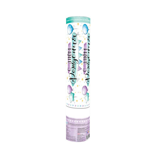 Пневмохлопушка С днем рождения! Блеск серпантин 30см  1шт. (Китай)