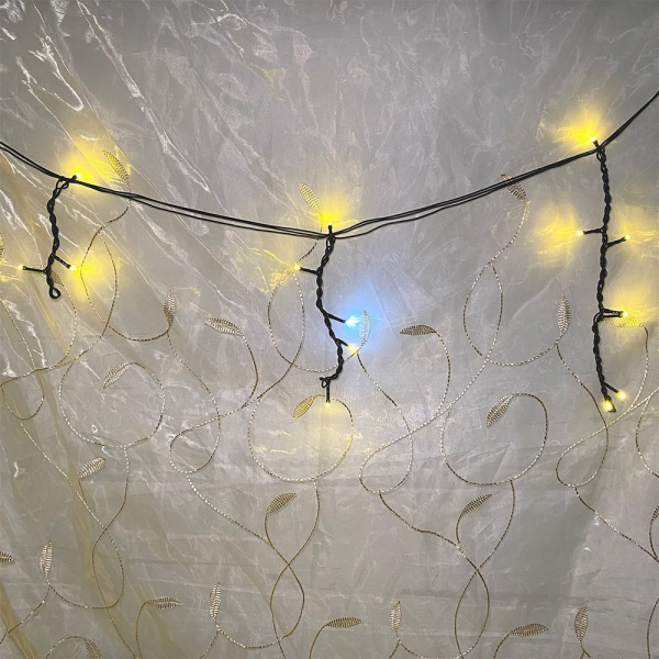 Гр,Бахрома 25м (улица, черн\бел провод) Тепло, холод, мультицвет, синий