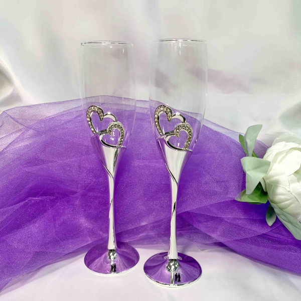 Набор бокалов свадебных (2шт) Сердце (серебро)
