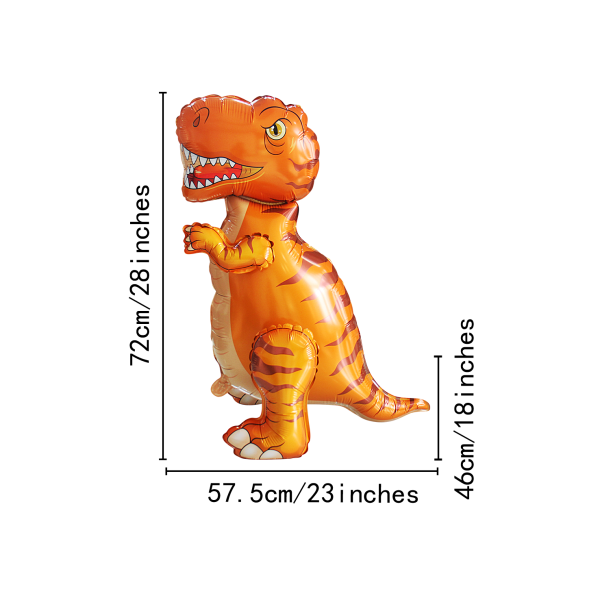 Шар (28"/71 см) Фигура 3D, Динозавр Тираннозавр, Оранжевый, 1 шт, в уп.