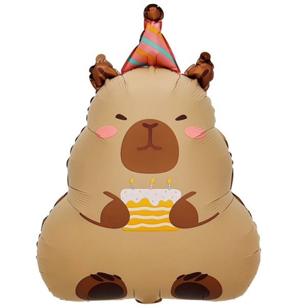 К ФИГУРА Капибара в колпаке с тортом