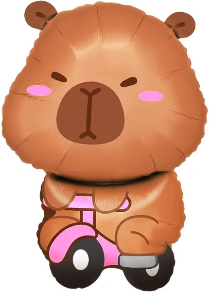 Шар (26"/66 см) Фигура, Капибара на велосипеде, 1 шт.