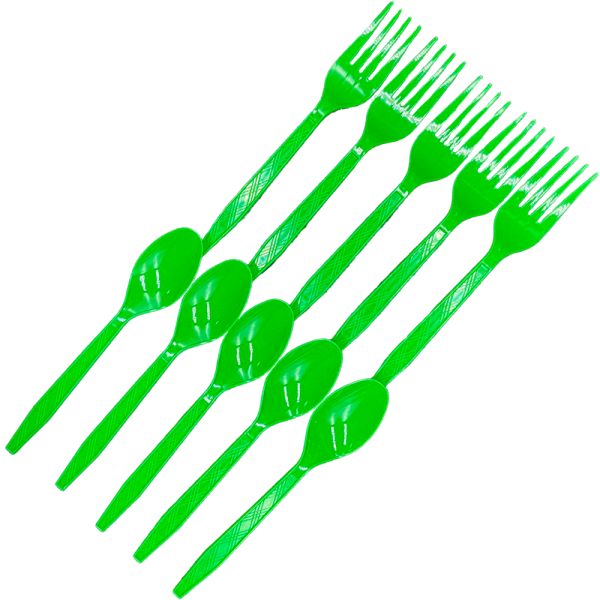 Столовые приборы пласт. зеленые 20шт