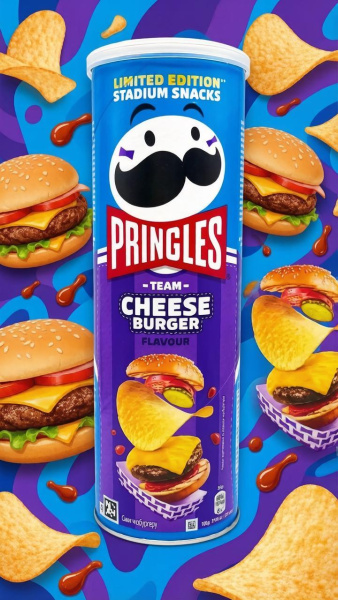 Картофельные чипсы Pringles Cheeseburger, с вкусом чизбургера, 165 гр