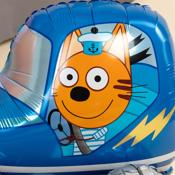 Шар (29"/74 см) Фигура 3D, Три Кота,Коржик в машине, 1 шт в уп