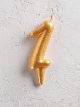 Свеча цифра в торт "Овал" золото 1