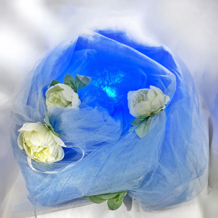 Свадебный набор для украшения машины (кольца, лента, ручки) Голубой