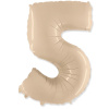 И 40 Цифра 5 Кремовый /Five/1 шт/,Фольгированный шар (Испания) С гелием