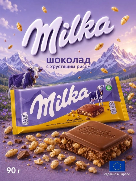 Акция!Шок. плитка Milka Crispy Rice (Милка Криспи Райс) 90г (21)