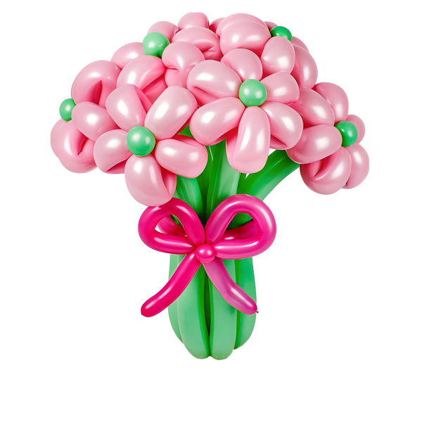 Ромашка из шаров ШДМ (цена за одну штуку) Розовая с зеленым стеблем