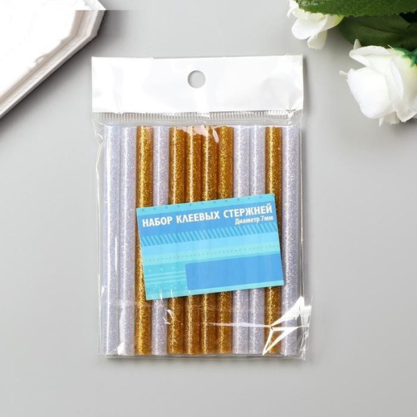Клей для клеевого пистолета "Золото и Серебро" 7мм х 10см (набор 12 шт) 11746891