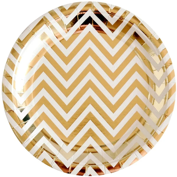 Тарелка бум. 18см/ набор10шт Золото зигзаг
