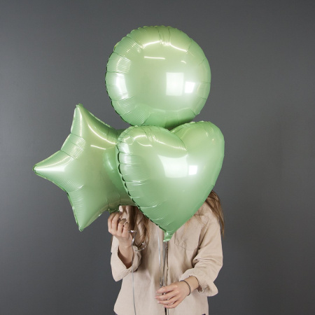 Шар (18''/46 см) Сердце, Мятный, Макарунс, 1 шт.