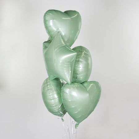 Шар (18''/46 см) Сердце, Мятный, Макарунс, 1 шт.