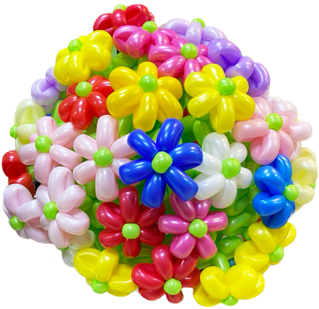 Огромный букет цветов из шаров, 35 ромашек с бантом