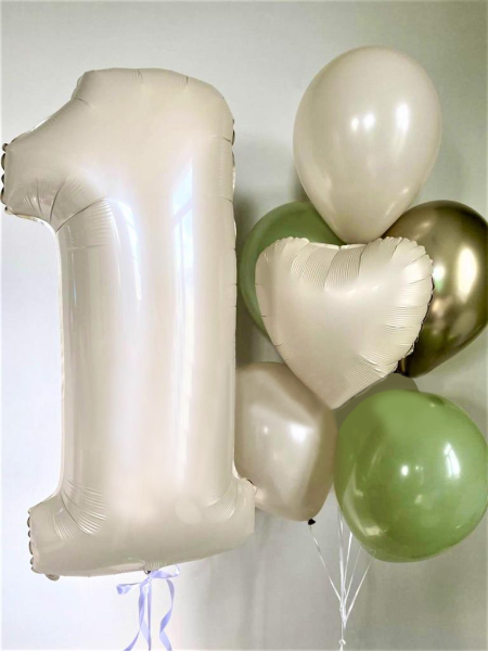 Сет №84 "Листья эвкалипта на бежевом" цифра на выбор