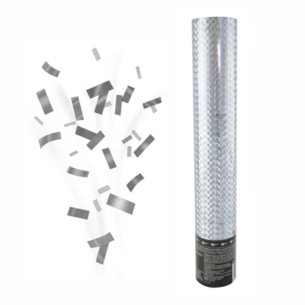 Пневмохлопушка Голография Сербряное конфетти 30см