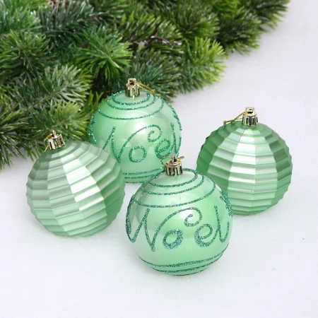 Набор шаров "Зимний коллаж" 7 см (в наборе 4 шт)