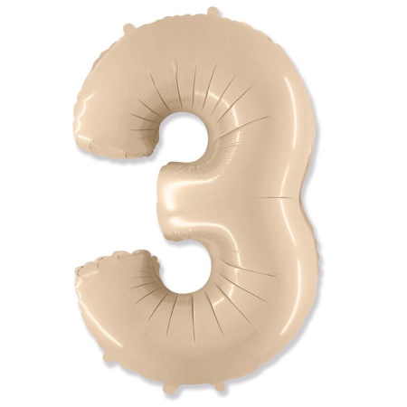 И 40 Цифра 3 Кремовый /Three/1 шт/,Фольгированный шар (Испания)