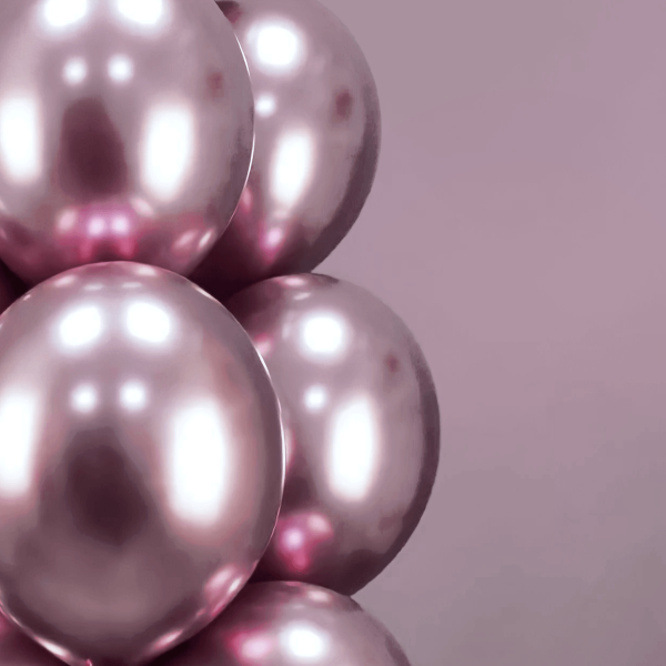 Фонтан из розовых шаров Хром, 10 шариков