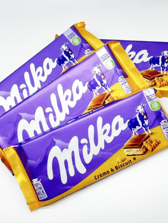Шоколад Milka Cream & Biscuit, с кремовой начинкой