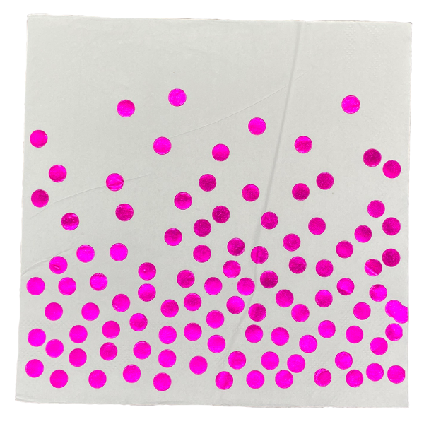Салфетки Горох фольга ярко-розовые 10шт