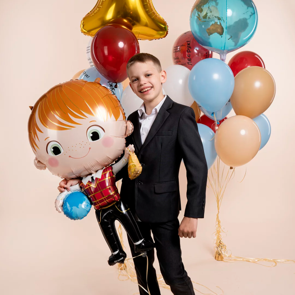 Шар (46"/117 см) Фигура, Школьник, Ученик Мальчик