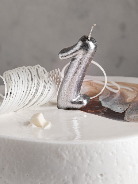 Свеча цифра 1 "Овал" серебро