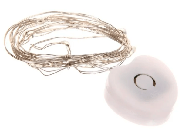 Нить для декора светодиодная на батарейках 1,5м 15 ламп LED (Белый тепло, холод, синий, мультицвет, зеленый, розовый, фиолетовый)