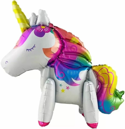 Шар 3D (23"58 см) Фигура. Звездный единорог, 1 шт. надувается воздухом