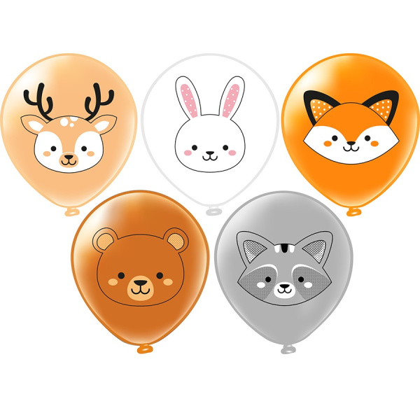 Шар 12" шелк рис. 2 ст.2 цв. Лесные друзья! 5 дизайнов