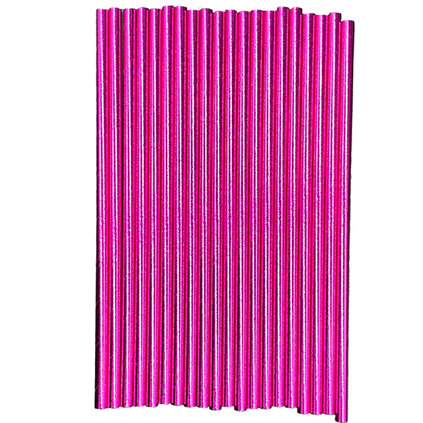 Трубочки д/кокт фольга ярко-розовые 20шт