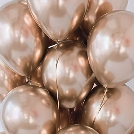 Сет №77, связка золотых шаров (15 шариков хром на золотых лентах)