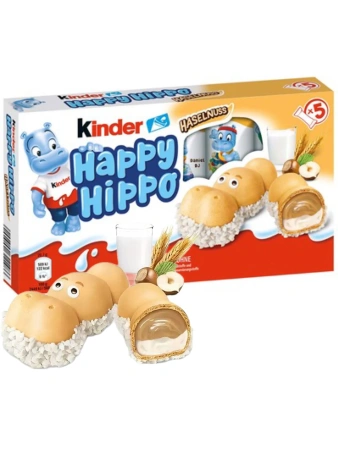 Акция!Печенье Kinder Happy Hippo Hazelnut с фундуком, 103,5 г