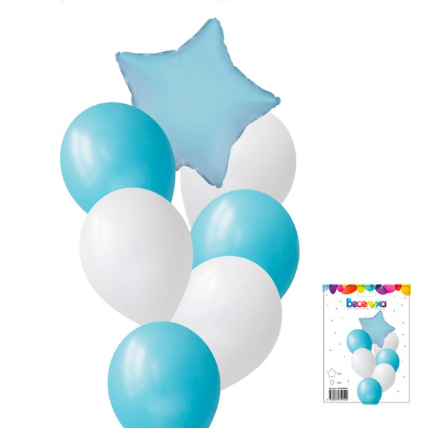 Набор шаров "Голубой микс" 7 в 1/7 воздушных шаров /1 набор/ (Россия)