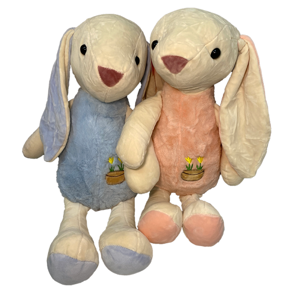 Акция! Заяц с вышивкой розовый\голубой (на выбор) 45см (1шт)