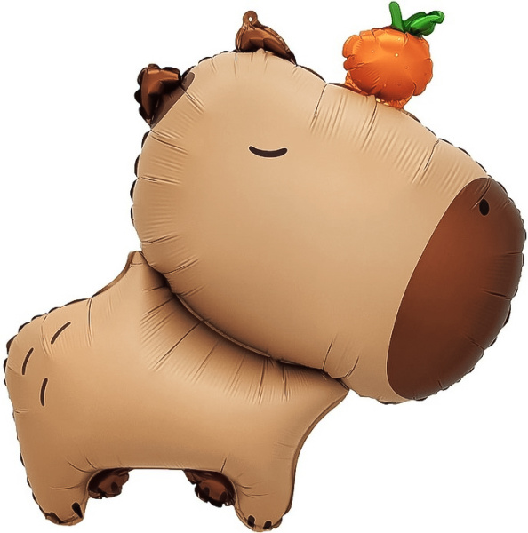 Шар (31"/79 см) Фигура, Капибара с мандаринкой, 1 шт.