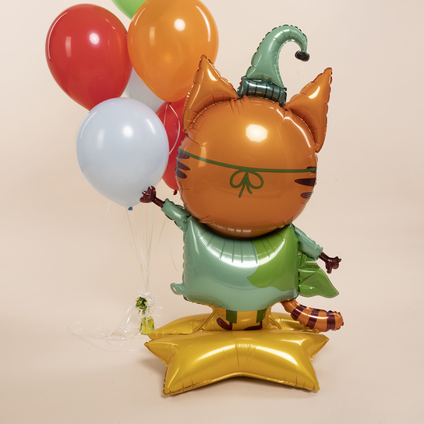 Шар 3D (54"/137 см) Фигура на подставке, Три Кота, Компот, 1шт в уп