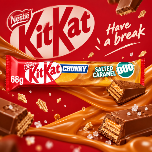 Акция!Шоколадный батончик KitKat Chunky Salted Caramel Duo 68г