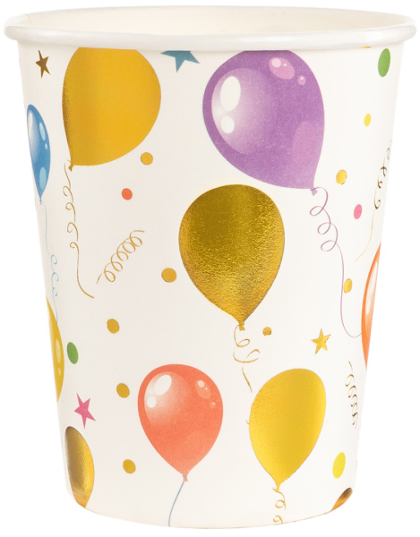 Стаканы (250мл) Воздушные шарики, Разноцветный, Металлик, 6 шт