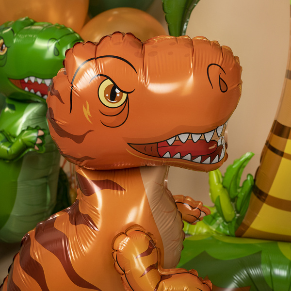 Шар (28"/71 см) Фигура 3D, Динозавр Тираннозавр, Оранжевый, 1 шт, в уп.