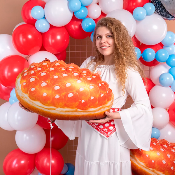 Шар (26"/66 см) Фигура, Бутерброд с икрой, Сатин, 1 шт в уп