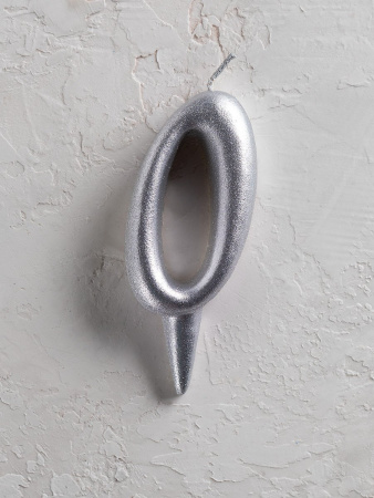 Свеча цифра 0 "Овал" серебро