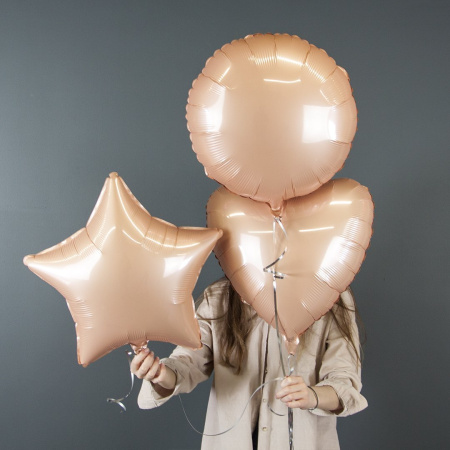 Шар (18''/46 см) Звезда, Пудровый, Макарунс, 1 шт.