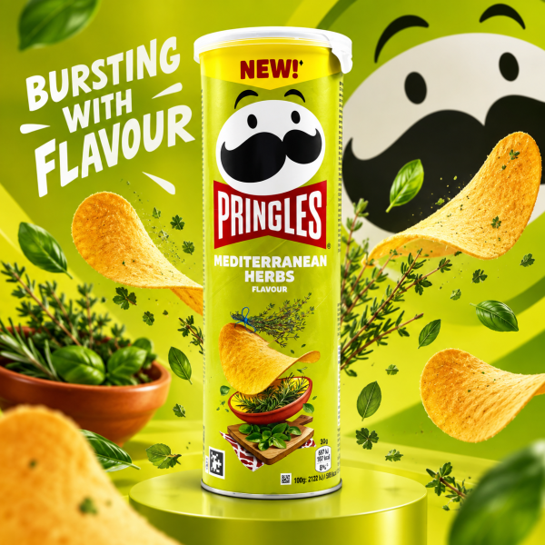 Картофельные чипсы Pringles со вкусом средиземноморских трав (Mediterranean Herbs)