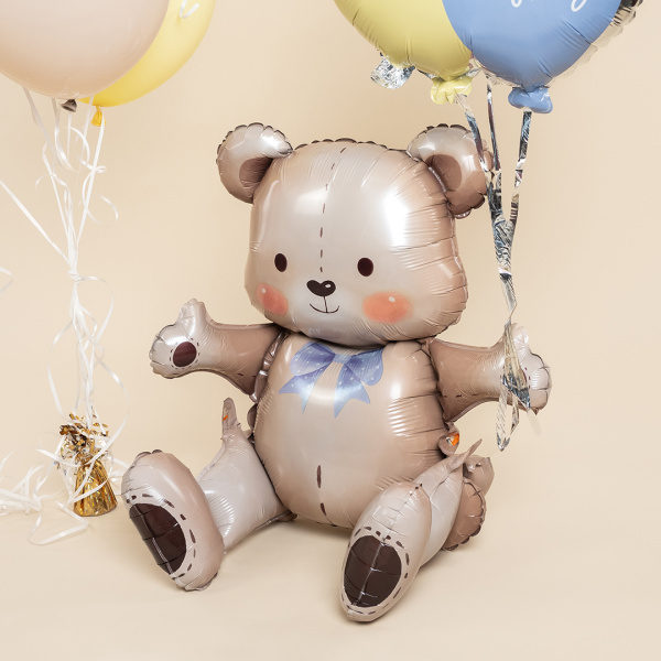 Шар 3D (30"/76 см) Фигура, Мишка на День Рождения, 1 шт.