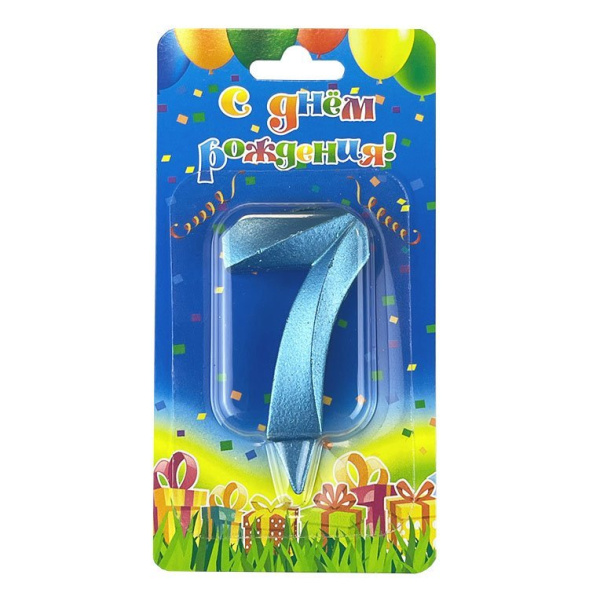 Свеча цифра 7 "Грань" Бирюзовый металлик